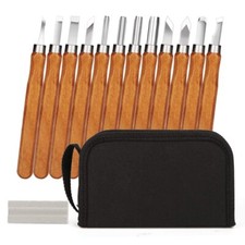 Outil de Ciseaux à Bois Kit 12 Pièces DIY Outils de Sculpture avec Pierre à A...
