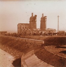 Fours à Chaux Fabrique de la chaux c1915 Photo Stereo Plaque Verre Vintage