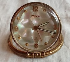 Ancienne Petite Pendule Horloge Réveil Imhof Nacre Swiss Old Clock Pendulum