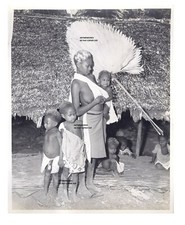 Originale photo c1940 Afrique Africa Congo ? éthnie - femme seins nus - enfants