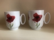 Lot de 2 mugs porcelaine Guy Degrenne Vent de Coquelicots