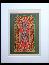 ENSEIGNE CAFE BILLARD - 1900 - GRANDE LITHOGRAPHIE, ART NOUVEAU
