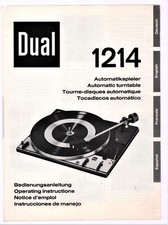 Notice haute fidélité platine tourne disques DUAL 1214 incomplète