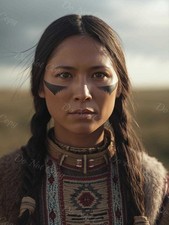 Photo A4 Lakota Sioux – portrait guerrière peinture noire – 1244