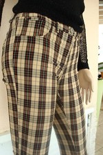 PANTALON JEAN'S MODE EMO ECOSSAIS  BEIGE & NOIR SUPER SKINNY  NEUF T 36/38