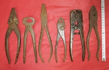 AR1-OLD TOOL Lot 6 pinces tenailles cisailles diverses outils anciens 