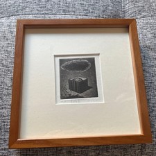 Travail gravé avec cadre en bois env. 10cm