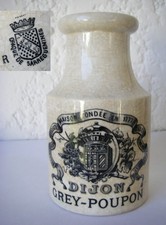H:12.5cm ancien Pot à moutarde  Dijon Grey Poupon opaque de Sarreguemines