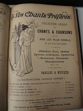 Volume regroupant des partitions d'anciennes chansons " les chants préférés " 