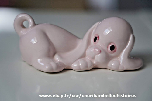 Chien faïence rose - chien,