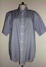 CHEMISE HOMME BLEU/BLANCHE A PETITS CARREAUX MC MARQUE MARKS & SPENCER T.L/XL