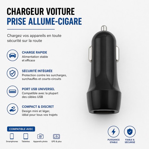 Chargeur voiture usb - chargeur,