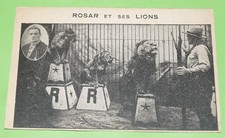 CARTE PUB 1920-1930 CIRQUE ROSAR ET SES LIONS DOMPTEUR ANCILLOTTI-PLEGE ROBBA