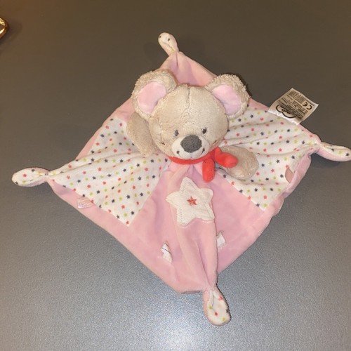 Doudou plat souris ours - ours, rose