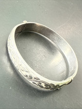 Ancien Bracelet Gourmette En Argent Massif Silver Maille Jonc art nouveau 