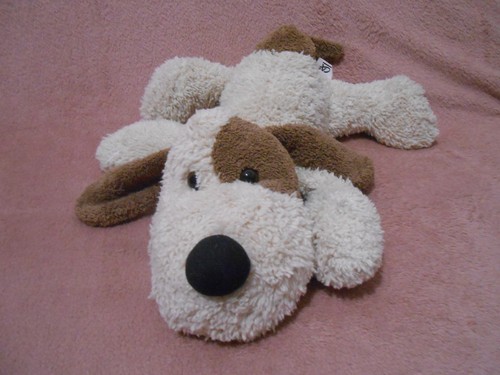 Peluche doudou chien crème - chien,