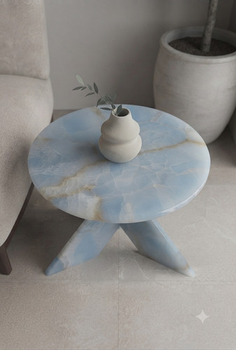 Blue onyx side table top - table,