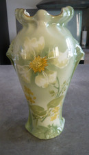 VASE  CERAMIQUE DECOR FLEUR - LUNEVILLE  KELLER et GUERIN  FRANCE - Haut : 31 cm