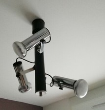 Ancien Lustre Suspension Orientable Métal Chromé DLG Alain Richard Années 60/70