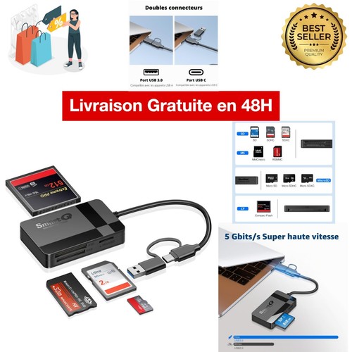 Lecteur carte en 1 - lecteur, usb