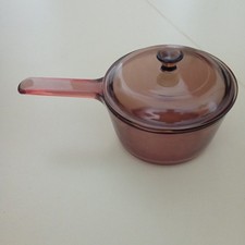 Ancienne Casserole en Verre Vision France Corning Diamètre 14 Cm 75 cl