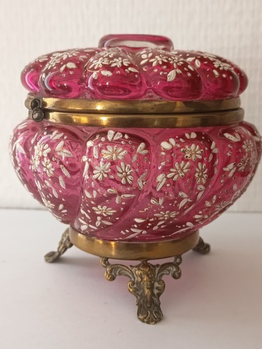 Bonbonniere verre emaille - verre,