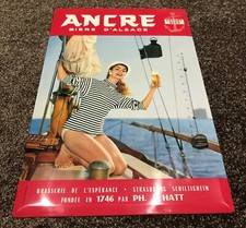 Carton métal thermomètre Brasserie Ancre Esperance Bière d'Alsace Strasbourg