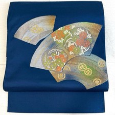 Masque ventilateur rétro japonais Nagoya obi Every AY bleu foncé Pure Silk