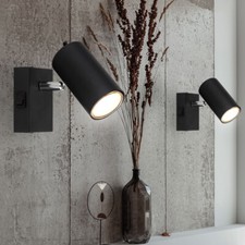 Applique Murale Spot Mural Pivotant Métal Noir Chrome GU10 2er Set