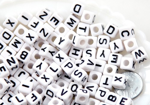 100 perles alphabet blanche - perles,