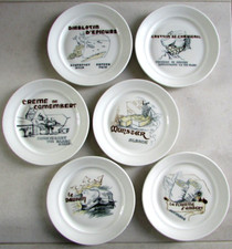 Ensemble 6 assiettes à fromage Pillivuyt Dessin réalisé d'après les cartons de..
