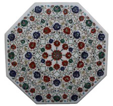 107cm x Marbre Incrustation Handmade Dîner Table Haut Demi Précieux Pierres Art