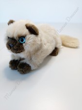 Peluche/Stuffed Animal Réaliste Chat Siamois Beige 30cm 12" Rare Playkids France