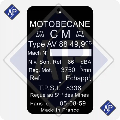 Plaque constructeur