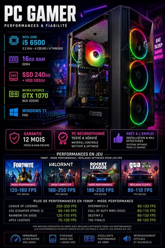 Gamer 6500 gtx 1070 - pc,