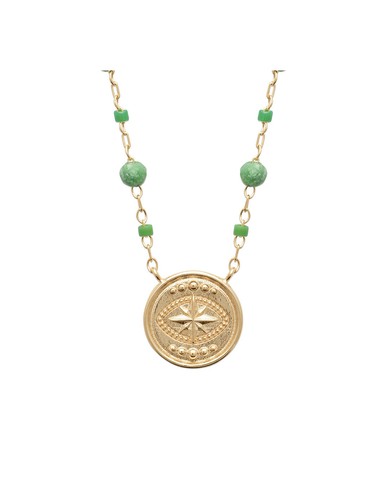Collier medaille perles - collier,