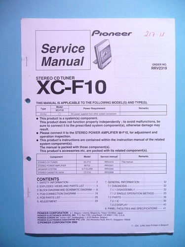Manuel service pour pioneer - manuel,