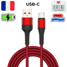 Câble charge rapide USB C transfert de données cordon tressé 1M