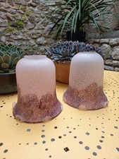 Magnifique Duo de Globes, Tulipes, Suspensions en Pâte de Verre Vintage Art Déco