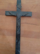 Crucifix bois et  laiton ou