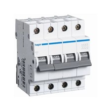 HAGER Interrupteur Automatique MCB 4p 4 Pôles 4x6a 4,5ka Courbe C 4 Modu