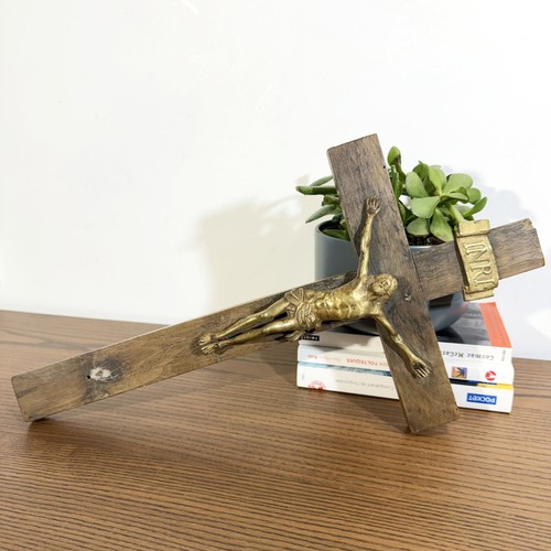 Grand crucifix ancien bois - , et