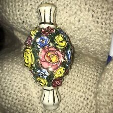 Antique Capodimonte Chandelier Italian Rose Porcelain Floral Ceramic Column Lamp