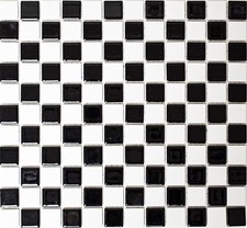 Carreaux de Mosaique Céramique Échecs Noir Blanc Brillant Sol 18-0306_B 1Matte