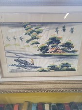 Tableau peinture sur soie - peinture,