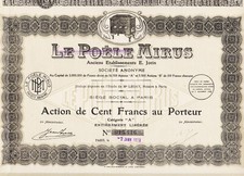 LE POELE MIRUS - ACTION DE 100 FRANCS 1929 "A" - FRANCE 