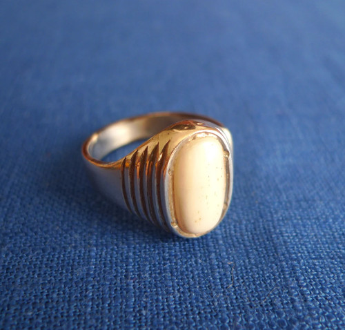 Bague homme corail blanc