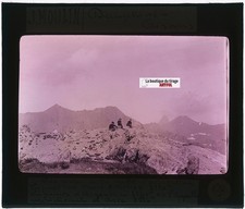 Massif des Écrins, photo J. Moulin, plaque verre couleur, positif 8,5x10 cm