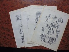 4 gravures anciennes:Panthéon du diable à Paris par Bertall,musique;politique!!!