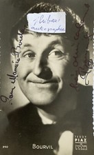 Superbe Carte Postale Autographe Bourvil dédicace signé 1946 Fernandel De Funès